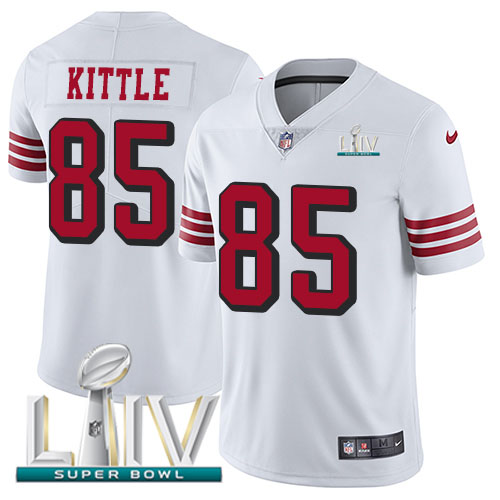 San Francisco 49ers Nike #85 George Kittle White Super Bowl LIV 2020 Rush Youth Stitched NFL Vapor Untouchable Limited Jersey